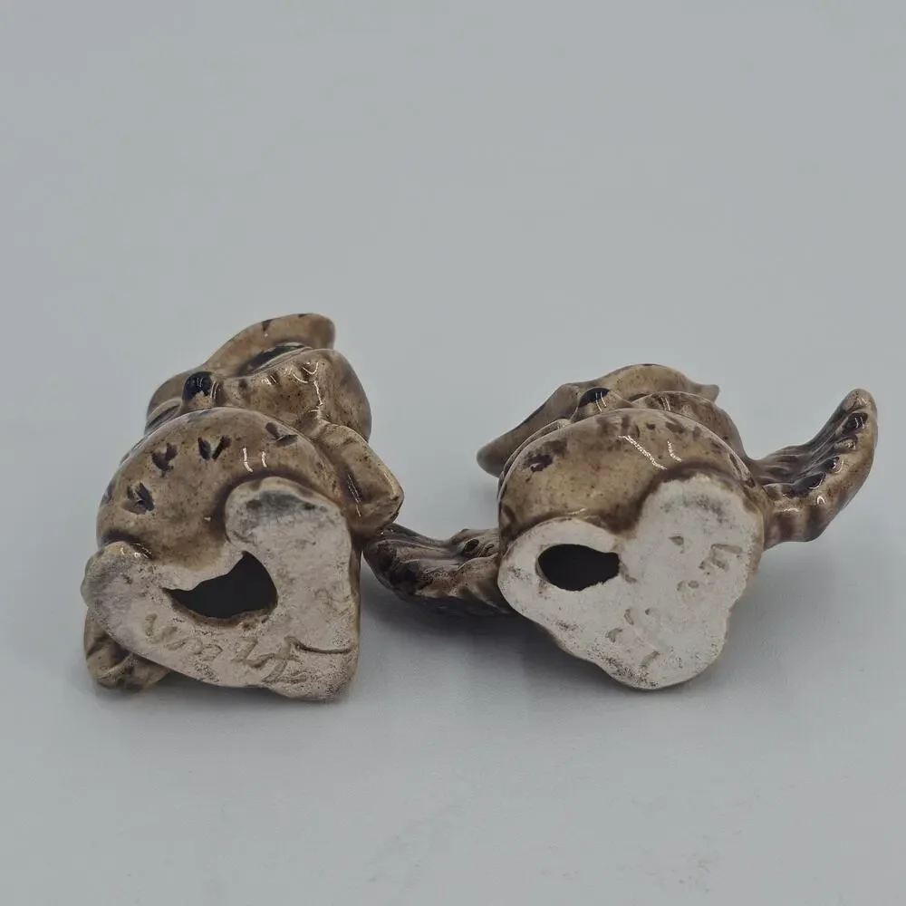 Vintage Ceramic Owl Figurines Miniature Set Collectibles Handpainted MCM 1970s